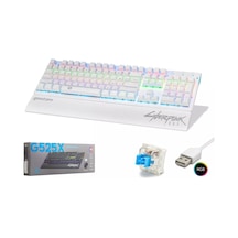 Hadron G525xw Cyberpunk Mekanik Gaming Klavye Blue Switch Rgb Bilek Destekli - Beyaz - 1 Adet