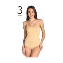 Tutku Kadın Ten 3'lü Paket İp Askılı Likralı Kancalı Çıtçıtlı Body Elf568t0148ccm3 Ten