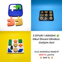 3 Lü Dev Gelişim Seti: İlk Yapbozum + Geometrik Bultak + Alfabe