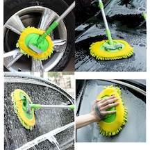 Carger Araba Yıkama Mop Mikrofiber Bezli Teleskopik Saplı +1 Yedek Bez Hediyeli Yeşilrenk