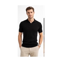 Cazador Erkek Polo Yaka Desenli Triko T-shirt 34215 Siyah Siyah
