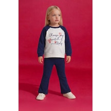 Defacto Kız Bebek 2li Takım Baskılı Sweatshirt Tayt G7432a526spnv42 Lacivert-nv42