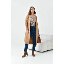 Ftz Women Kadın Saç Örgülü Hırka Camel 20728 Camel