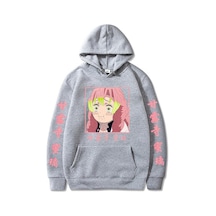 Manga Demon Slayer Hoodies Kimetsu No Yaiba Anime Harajuku Sevimli Kanroji Mitsuri Loog Kollu Kazak Kapşonlu Gri