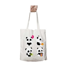 Art Hediye Panda Cutenes İki Taraf Kalıcı Yıkanabilir Okul Plaj Omuz Bez Çanta Çok Renkli