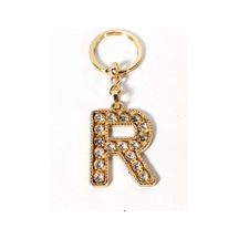R Harfi Taşlı Gold Renk Metal Anahtarlık Şık Ve Işıltılı Harf Tasarımı Çok Renkli
