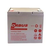 12 Volt 55 Amper Jel Engelli Sandalye Aküsü Orbus-229 138 215 Mm -17,5 Kg.