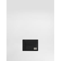 Dolce & Gabbana Dauphine-print Calfskin Card Holder Siyah