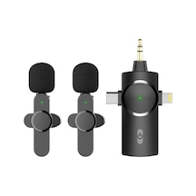 Lexroo Apera Gn-02 Profesyonel Kablosuz 2 Adet Mikrofon 3 Port 3.5mm Aux Apple iPhone Uyumlu Type-c
