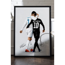 Ronaldo Neyman Siyah Ahşap Çerçeveli Poster, Dekoratif Futbol Duvar Tablosu