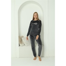 Akbeniz Kadın Kadife Füme Pijama Takım 20624 - Xl Füme
