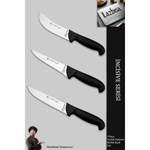 İncisive Serisi Mutfak Bıçak Seti Et Sebze Bıçağı 3 Parça Mft-080 Siyah