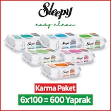 Sleepy Easy Clean Yüzey Temizlik Havlusu Mendili Doğa + Meyve Serisi 6x100 Karma Paket Beyaz