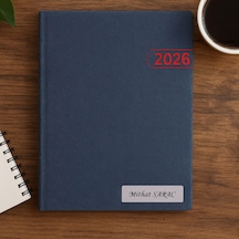 Isme Özel Kırmızı Yaldız Baskılı Ajanda 2026 Tarihli - Isme Özel Kalem Hediyeli Kırmızı