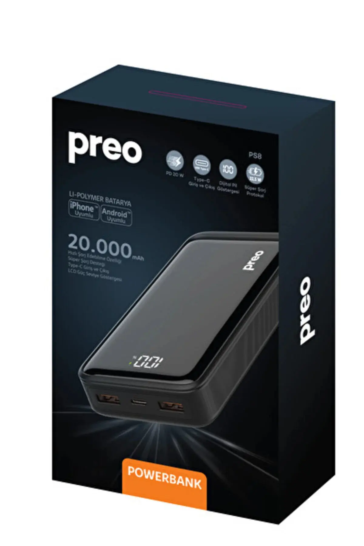 20.000 Mah Powerbank Siyah