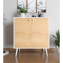 Floradesign Novo Çok Amaçlı Dolap / Kapaklı Raflı Dolap /meşe - Beyaz Meşe - Beyaz