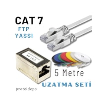 Irenıs 5 Metre, Beyaz Cat7 Kablo Yassı Ftp Ethernet Network Lan Ağ Kablo Ve Ekleyici