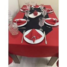 Sıvı Geçirmez Dertsiz Masa Örtüsü Kırmızı 25 Parça Set