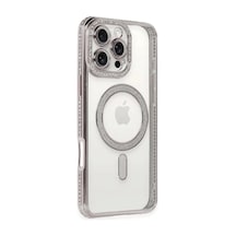 Apple İphone 16 Pro Kılıf Joke Simli Magneticsafe Kılıf - Pembe