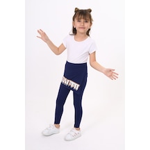 Toontoy Kids Toontoy Kız Çocuk Neon Şeritli Tayt Lacivert