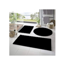 Tr Vl Yıkanabilir Kaymaz Taban Post Peluş Banyo Paspası Üçlü Takım Siyah 60 X 40 Genel