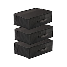 3'lü Set 53 X 44 X 21 Cm Baza Altı & Dolap İçi Organizer, Yorgan & Yastık Düzenleyici Hurç Siyah