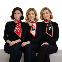 Mavi Masal Atatürk İmzalı Kadın 3'lü Set Kadın Atatürk Baskılı Set, Türk Bayraklı Atatürk Temalı 3'lü Kadın Aksesuar Seti Kırmızı