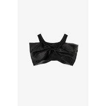 Le Mabelle Siyah Büyük Fiyonklu Kız Çocuk Crop Bluz - Edith Siyah