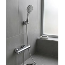 Krem Duş Başlığı Seti 4 Kademeli El Duşu Spiral Hortumlu Banyo Seti Gümüş