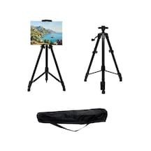 Katlanabilir Metal Tripod Şövale - Kollu Yükseklik Ayarlı, Taşıma Çantalı, Siyah