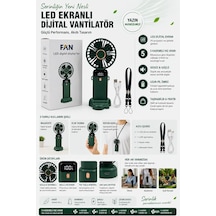 Dijital Led Ekranlı Taşınabilir Vantilatör - 5 Kademeli Hızlı Soğutma, Masaüstü Ve Boyun Askılı El Vantilatörü