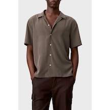 Calvin Klein Modal Karışımlı Relaxed Fit Kısa Kollu Gömlek Lv04lf114g9o9 Erkek Gömlek Lv04lf114g 9o9 Kahve