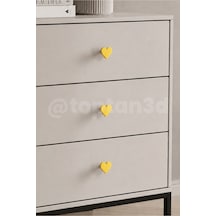 10 Adet - Sarı Kalp Dolap Kulpu, Mobilya Kulbu - Çocuk Odası Kulp, Kalp Kulp -4 Cm - Kulp Vidası Dahildir