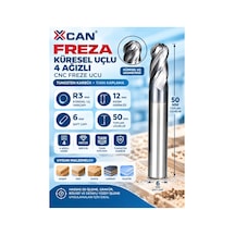 R3 Küresel Uçlu Cnc Freze Ucu 6 Mm Şaft 12 Mm Kesme Boyu 50 Mm