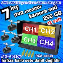 4 Adet Ahd 1080p Kelebek Kameralı 256 Gb 7 İnç Hybrid Dvr Monitör 12 Volt