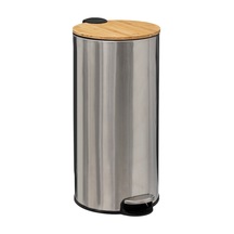 5five Çöp Kovaları Simply Smart Bambou 30 Lt Metal Inox