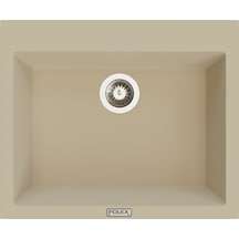 Polex Cristalüx Granit Evye P-X60 Bej Tezgah Altı Ve Tezgah Üstü Kare Mutfak Evyesi 60x50 CM