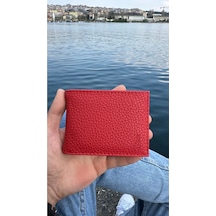 Roan Naturel Kutulu Vegan Deri Lüks Erkek Cuzdanı Hediyelik Paket Kırmızı