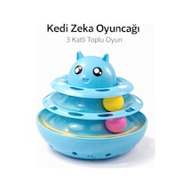 Hacıyatmaz Kedi Oyuncağı 3 Katlı Toplu Zeka Oyuncağı 20x21 Cm Devrilmez Interaktif Mama Oyuncağı