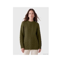 LC Waikiki Alıta Cıty Farkıyla Lcw Modest Yeşil Triko Desenli Loose & Bol Kadın Tunik Yesil - 931190133 Yesil