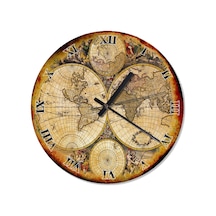 Eski Zeminde Küreler Dünya Hatritası Duvar Saati Çok Renkli