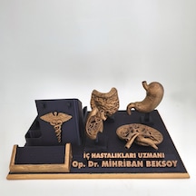 Kişiye Özel İç Hastalıkları Uzmanı Masa İsimliği Ve Kartvizitlik Gold - Siyah