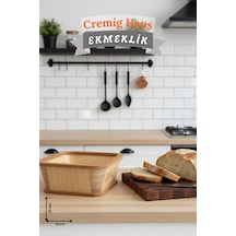 Geleneksel Tasarım Ekmeklik Kare Ahşap Ekmek Sepeti Akça Desenli Çok Renkli