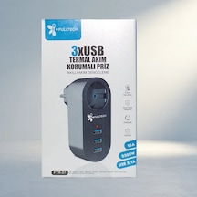 Akıllı Akım Dengeleme Özellikli Tekli Priz 3xusb Isıya Dayanıklı