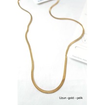 Tedar Uzun İtalyan Çelik Kolye-60cm - Altın Najmaddin