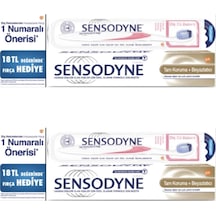 Sensodyne Tam Koruma + Beyazlatıcı Diş Macunu 75 ML + Diş Eti Bakımı Diş Fırçası x 2