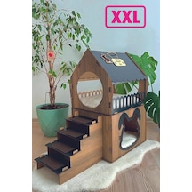 Büyük Teraslı Tavşan Evi 2XL Kahverengi - Siyah