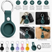 Airtag İle Uyumlu Silikon Anahtarlık Kılıfı A020 Darbe Emici Koruma Metal Halkalı Tracker Holder Çizilmeye Dayanıklı Çanta Bavul Anahtar Evcil Hayvan Takibi Koruyucu Kılıf Haki 1 Adet Belirtilmemiş