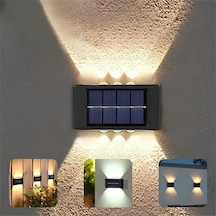 Güneş Enerjili Dış Mekan Duvar Lambası - 6 Led Çift Yönlü Bahçe Aydınlatması, Güneş Panelli Su Geçirmez De