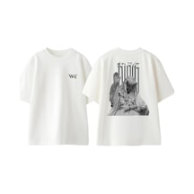 Thewert The King Tasarım Sırt Baskılı Pamuk Beyaz Oversize T-shirt
